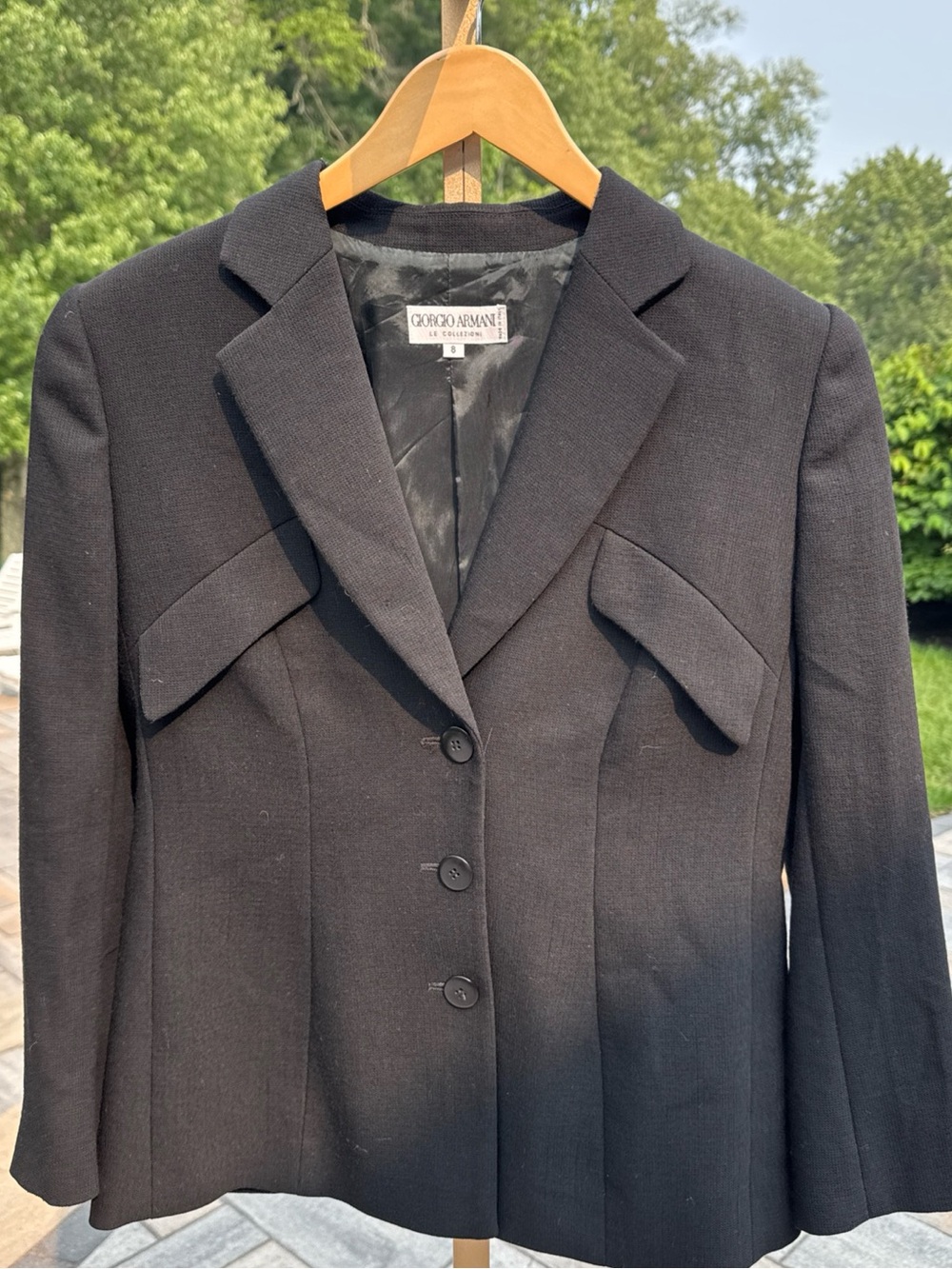 Vintage Giorgio Armani Le Collezioni Italy Womens Black Lined Tailored Blazer 8
